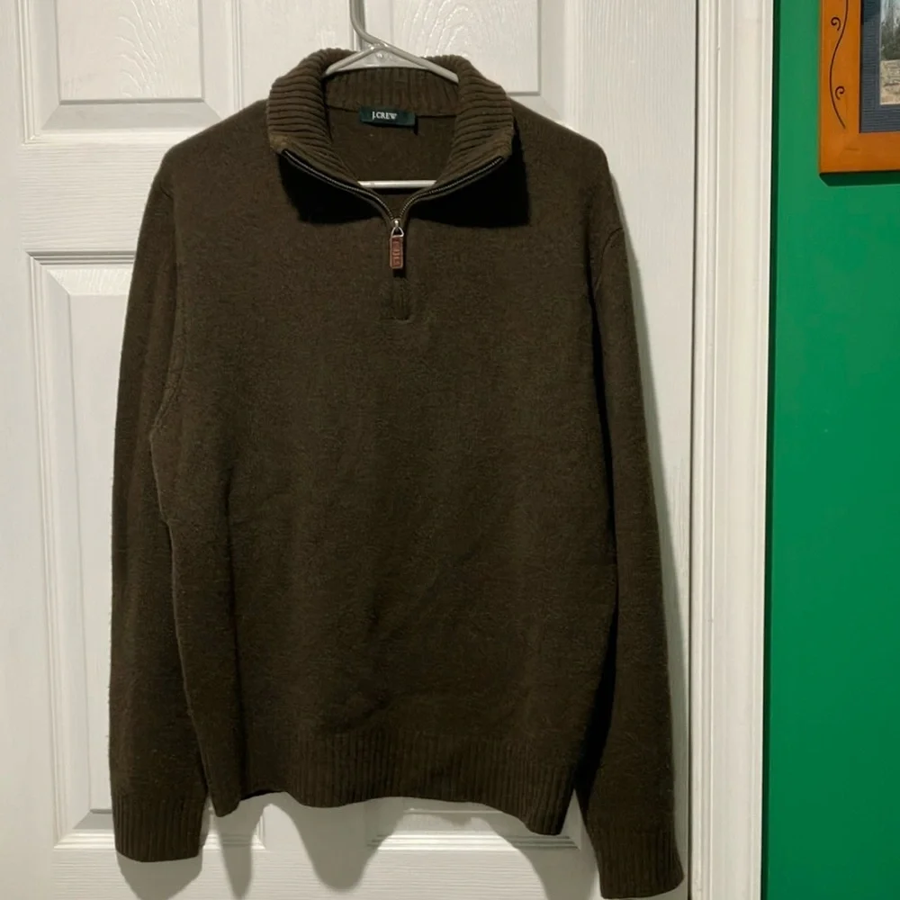 J. Crew Men's Brown Sweater lambswool style 70737 large dark academia 1/4 zip